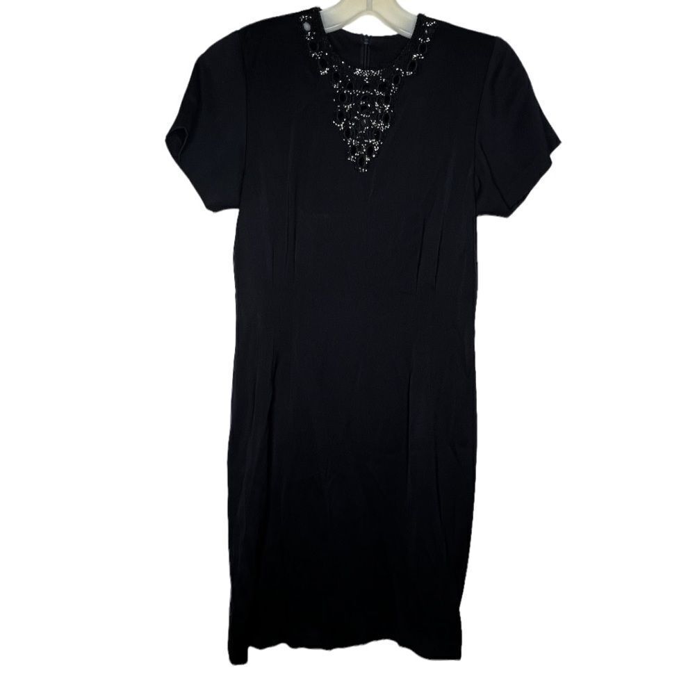 Vintage Andrea‎ Jovine Beaded Black Dress